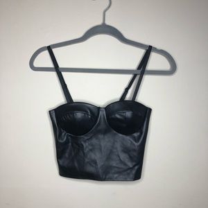 Faux Leather Bustier Cropped Top